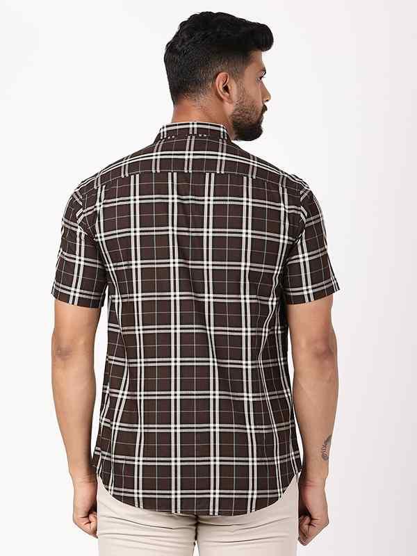 Men's Check Half Sleeves Cotton Stretch Shirt - Image 4