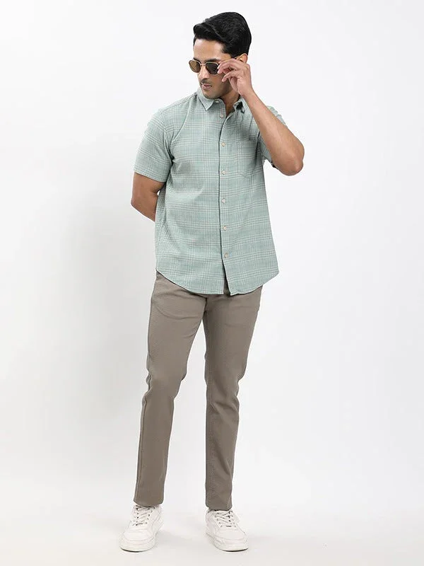 Men's Check Half Sleeves Cotton Stretch Shirt - Image 10