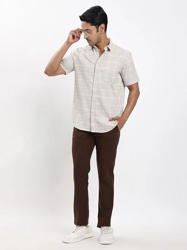 Men's Check Half Sleeves Cotton Stretch Shirt - Image 5