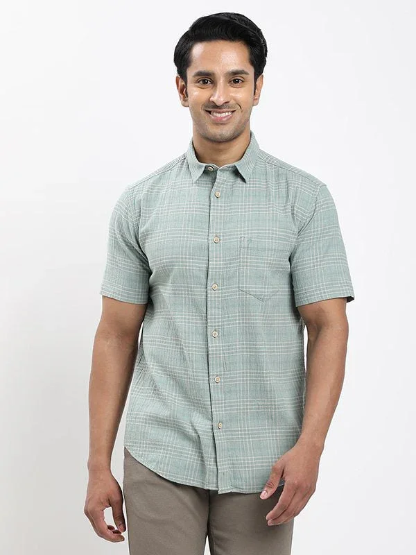 Men's Check Half Sleeves Cotton Stretch Shirt - Image 6