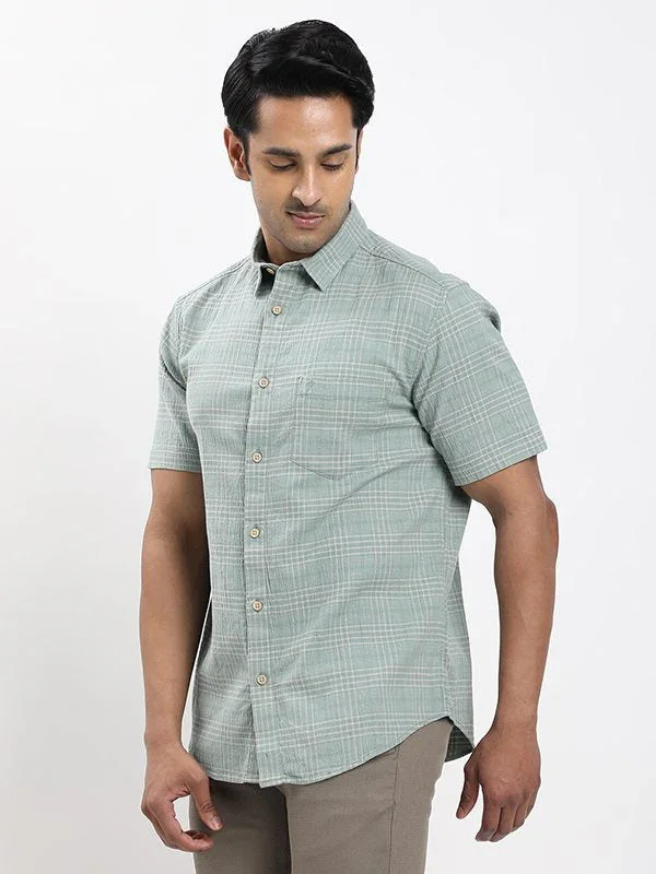 Men's Check Half Sleeves Cotton Stretch Shirt - Image 7
