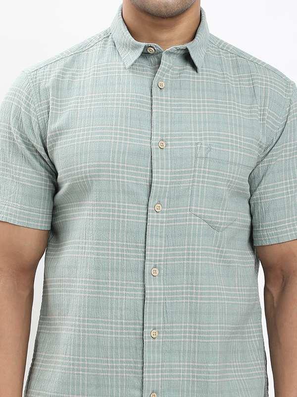 Men's Check Half Sleeves Cotton Stretch Shirt - Image 8