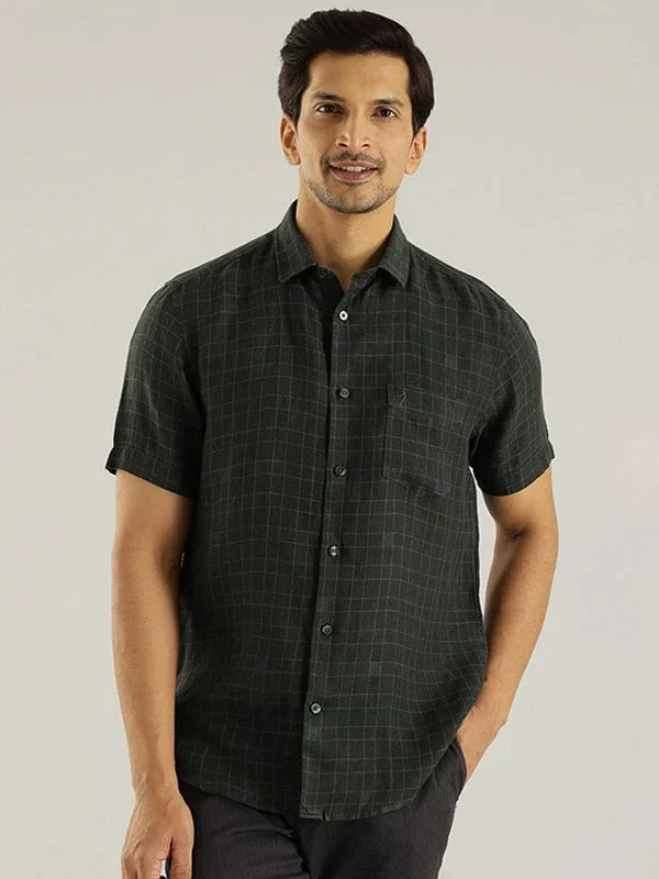 Men's Check Half Sleeves Linen Shirt - Image 6