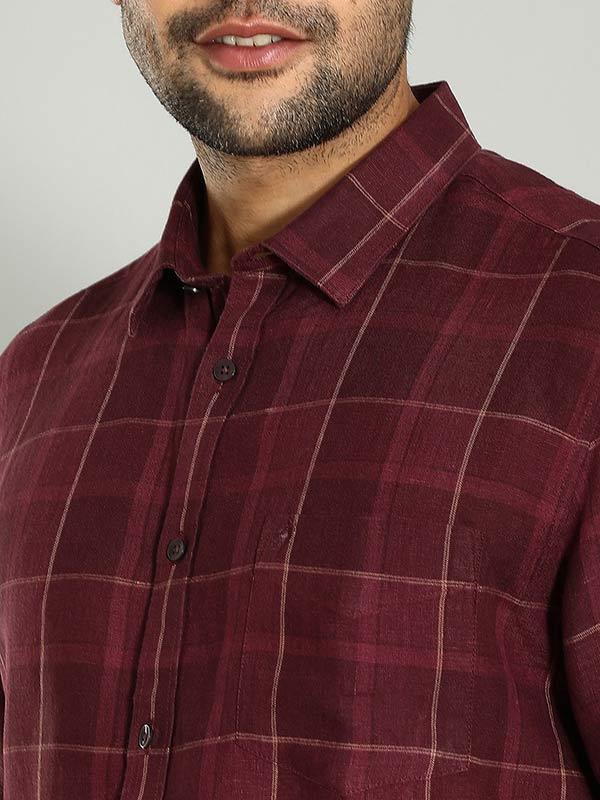 Men's Check Half Sleeves Linen Shirt - Image 8