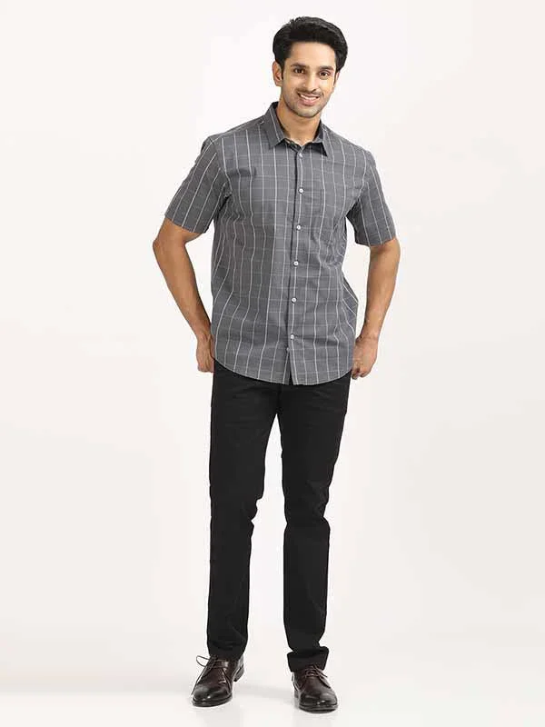 Men's Check Half Sleeves Polyester Blend Shirt - Image 3