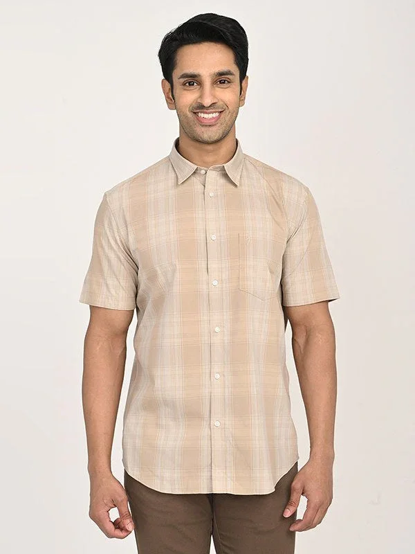 Men's Check Half Sleeves Polyester Blend Shirt