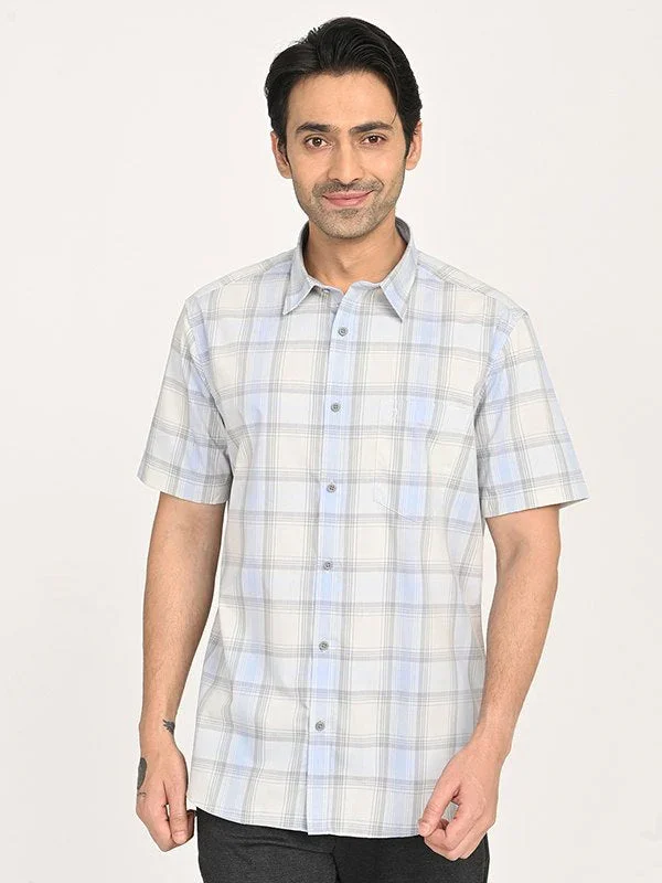 Men's Check Half Sleeves Polyester Blend Shirt - Image 11