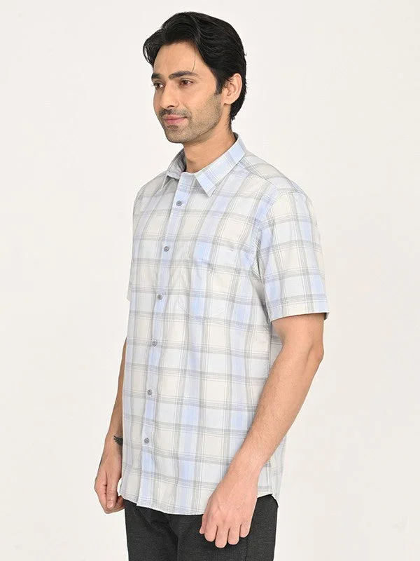Men's Check Half Sleeves Polyester Blend Shirt - Image 12