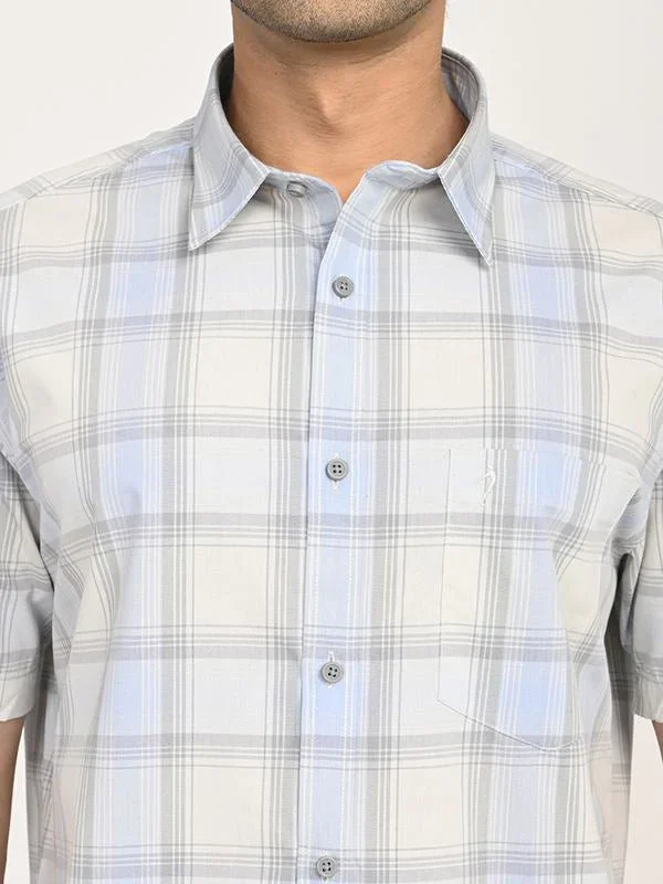 Men's Check Half Sleeves Polyester Blend Shirt - Image 13