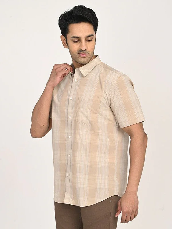 Men's Check Half Sleeves Polyester Blend Shirt - Image 2