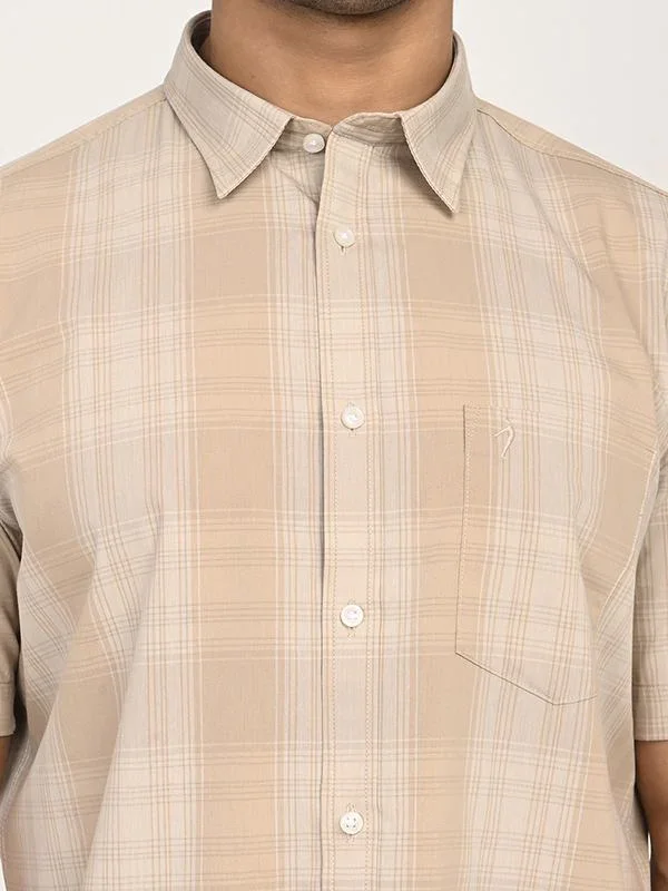 Men's Check Half Sleeves Polyester Blend Shirt - Image 3