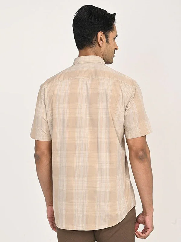 Men's Check Half Sleeves Polyester Blend Shirt - Image 4