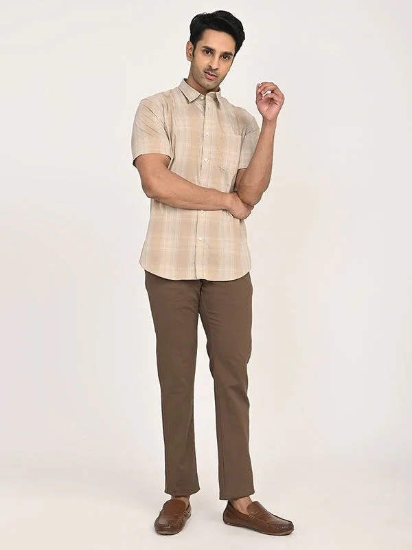 Men's Check Half Sleeves Polyester Blend Shirt - Image 5