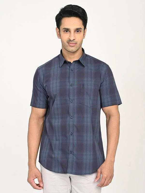 Men's Check Half Sleeves Polyester Blend Shirt - Image 6