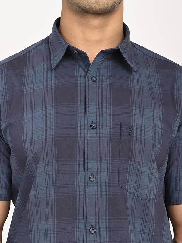 Men's Check Half Sleeves Polyester Blend Shirt - Image 8
