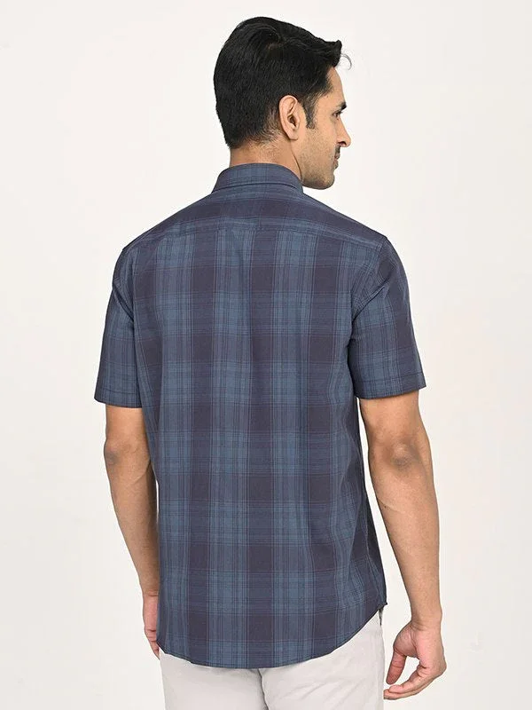 Men's Check Half Sleeves Polyester Blend Shirt - Image 9