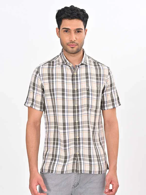 Men's Check Half Sleeves Viscose Blend Shirt - Image 2