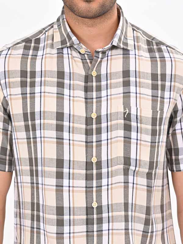 Men's Check Half Sleeves Viscose Blend Shirt - Image 3