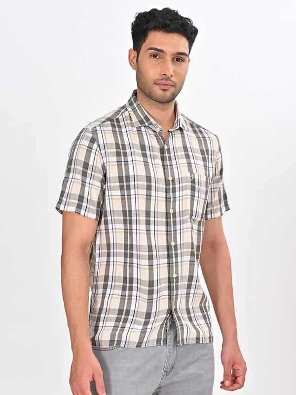 Men's Check Half Sleeves Viscose Blend Shirt - Image 4