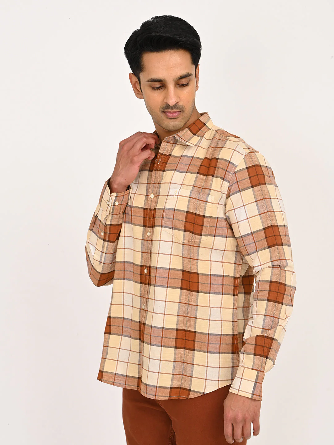 Men's Checks Full Sleeves Cotton Blend Shirt - Image 2