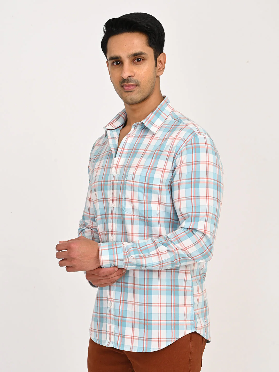 Men's Checks Full Sleeves Cotton Shirt - Image 2