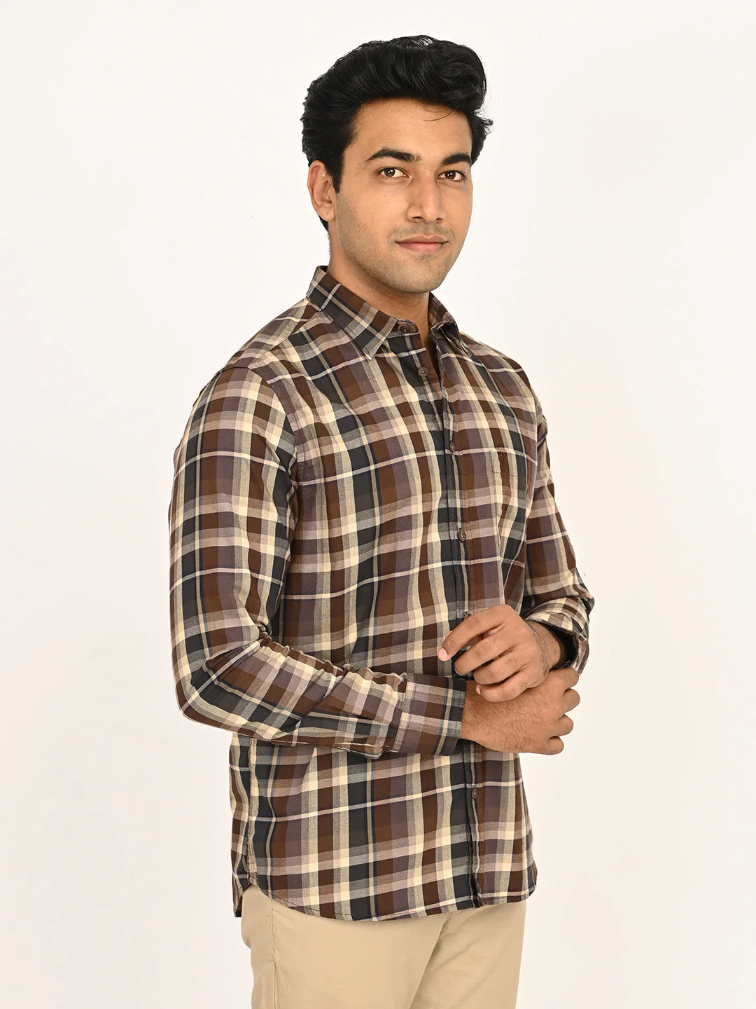 Men's Checks Full Sleeves Cotton Shirt - Image 3