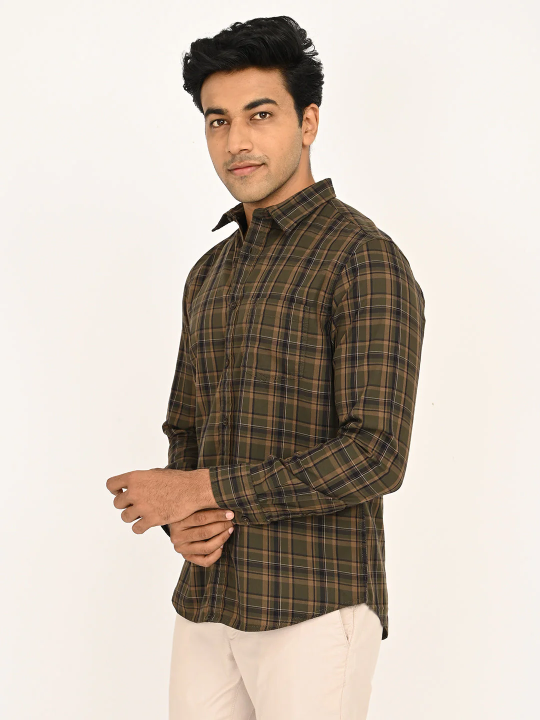 Men's Checks Full Sleeves Cotton Shirt - Image 2