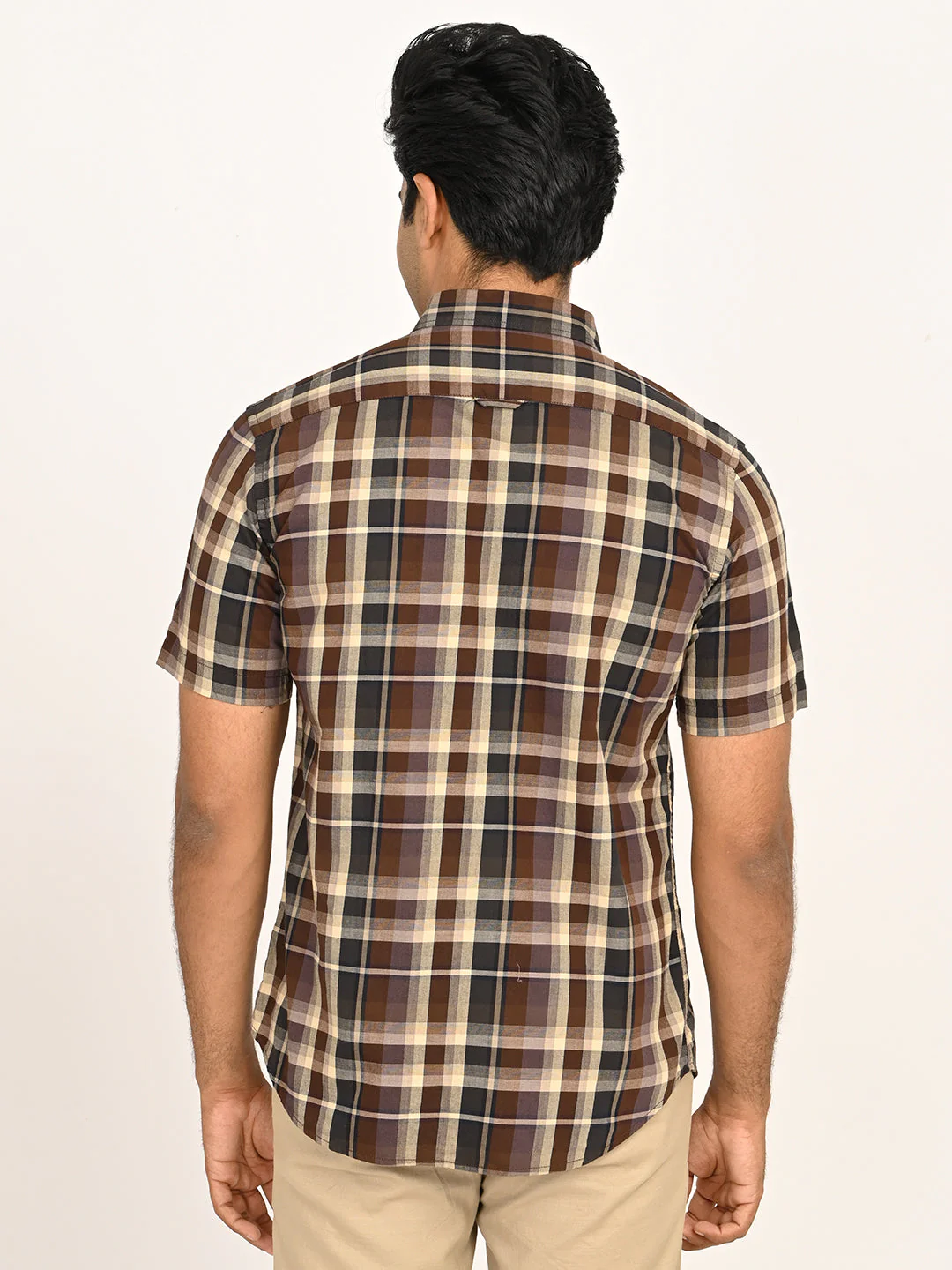 Men's Checks Half Sleeves Cotton Shirt - Image 4