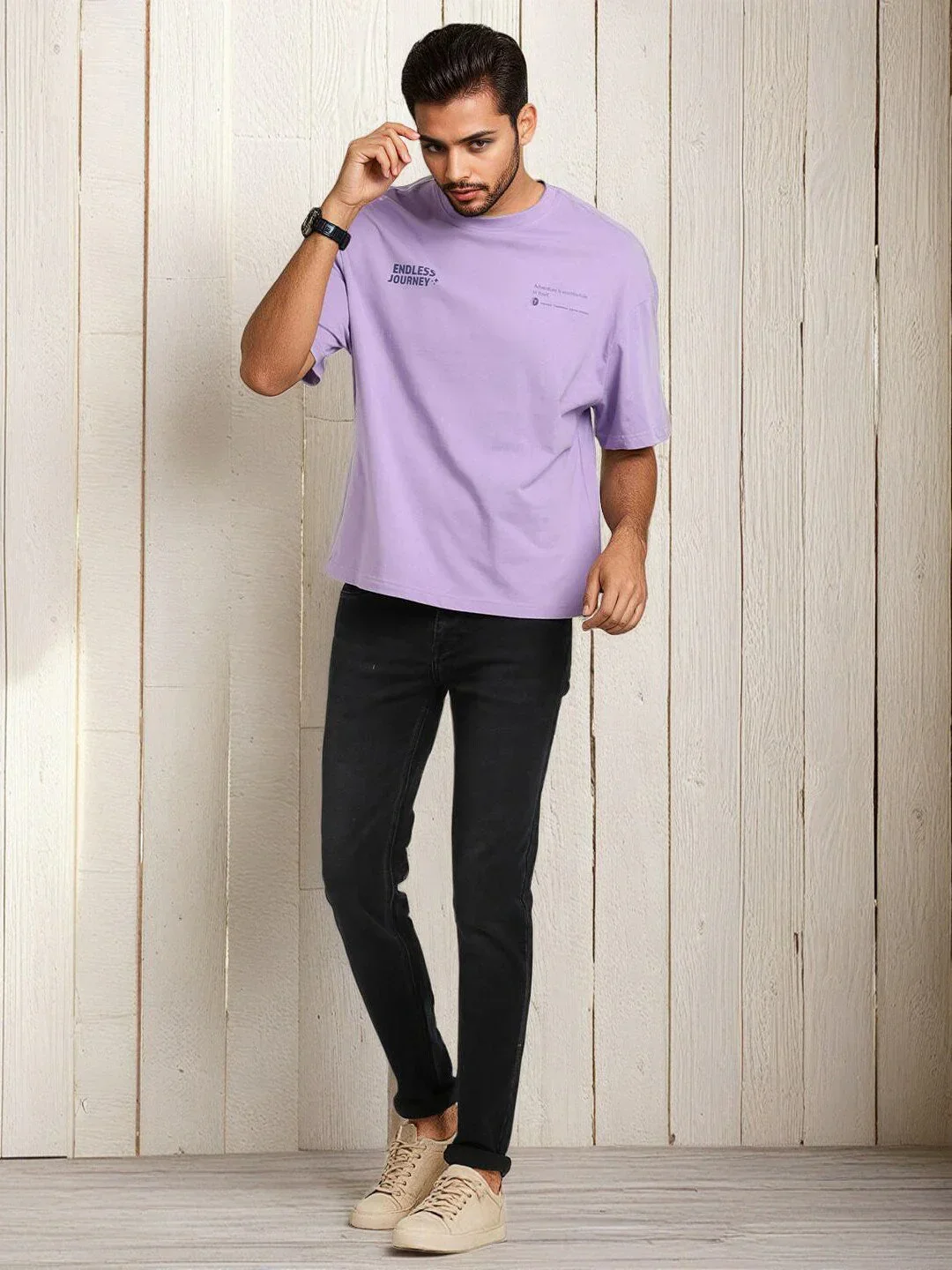 Men's Graphic Oversized Crew Neck T-Shirt