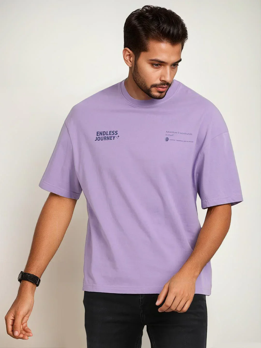 Men's Graphic Oversized Crew Neck T-Shirt - Image 4