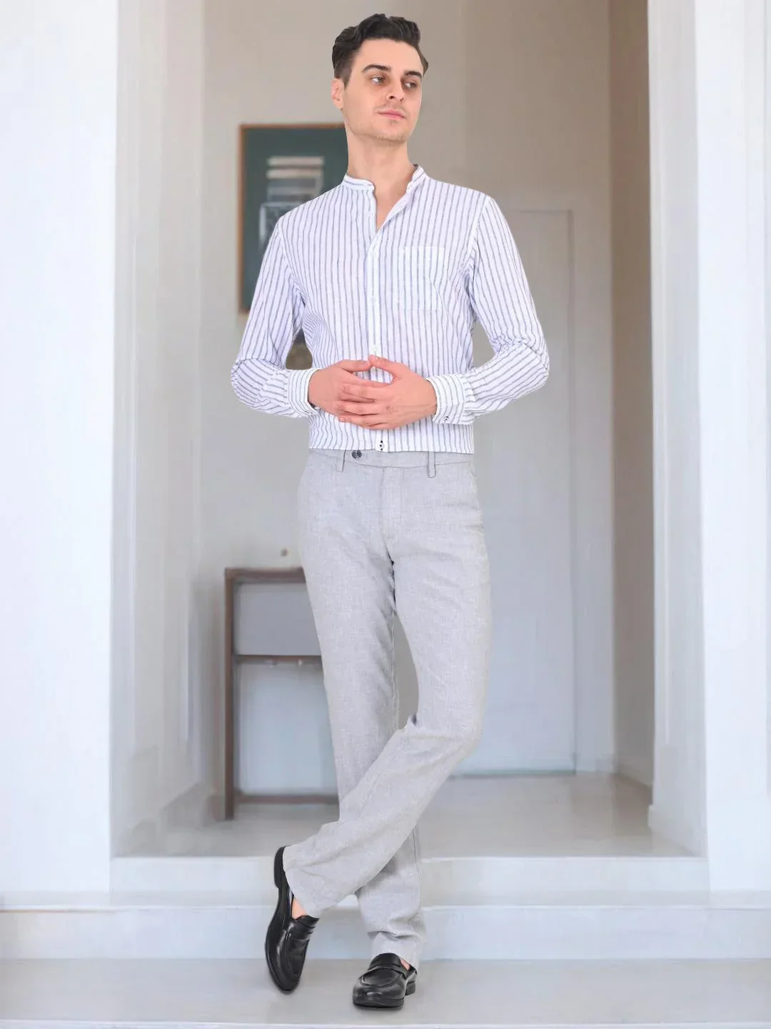 Men's Kansas Fit Linen Blend Trousers - Image 4