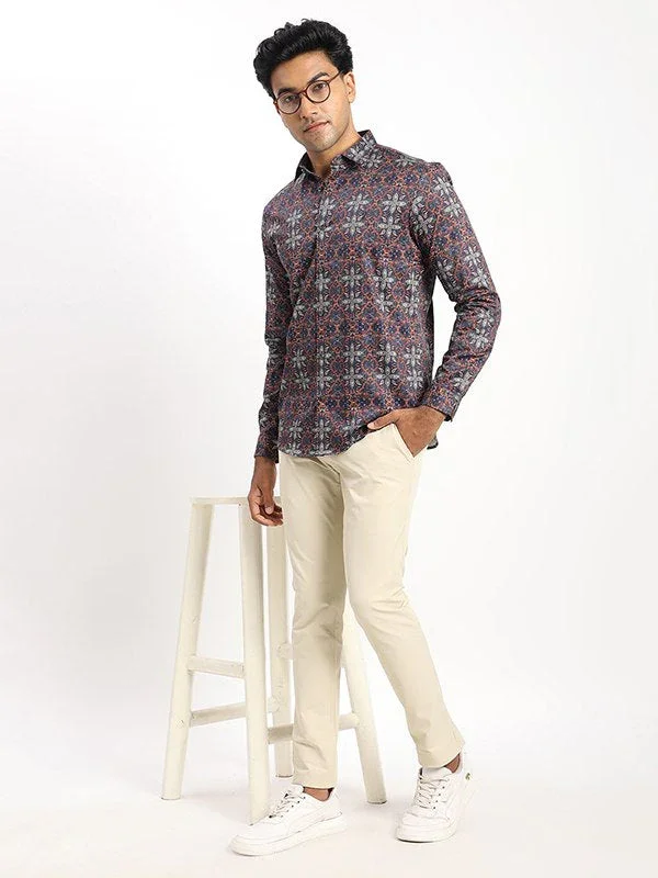 Men's Printed Full Sleeves Cotton Blend Shirt - Image 5