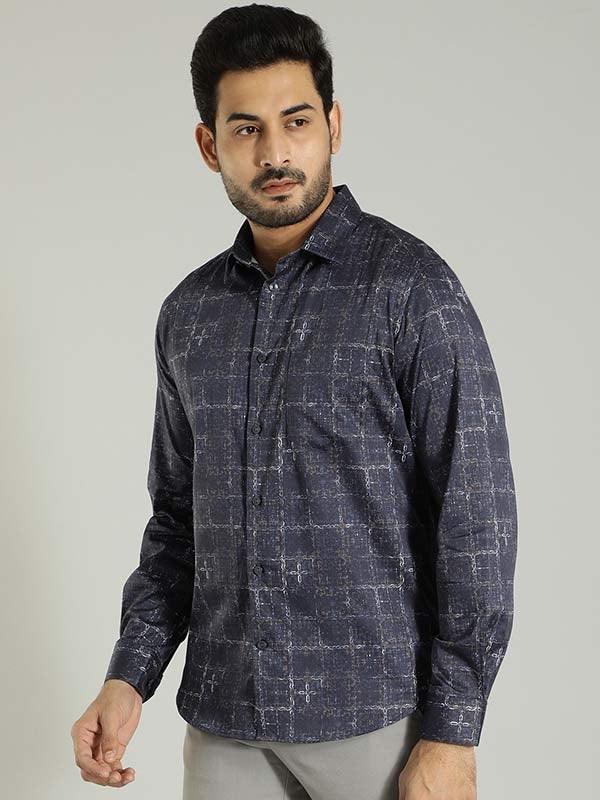 Men's Printed Full Sleeves Cotton Stretch Shirt - Image 3