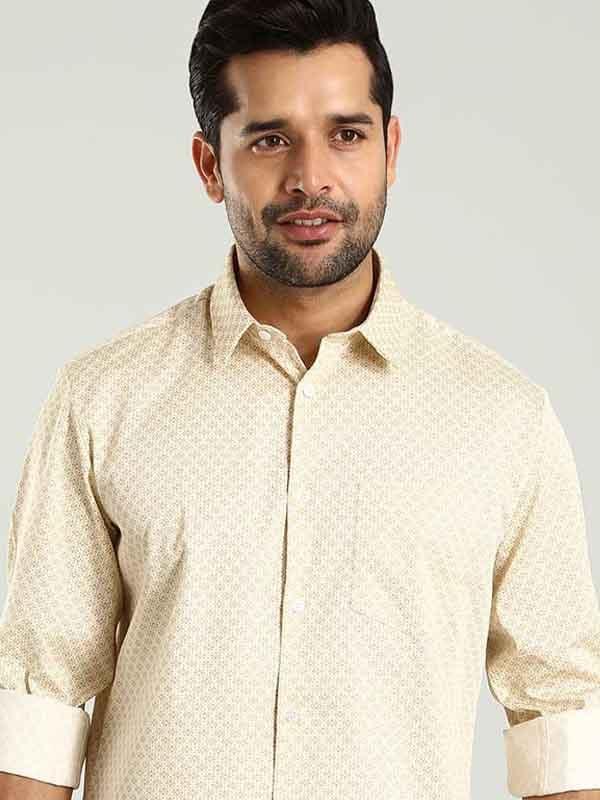 Men's Printed Full Sleeves Cotton Stretch Shirt - Image 2