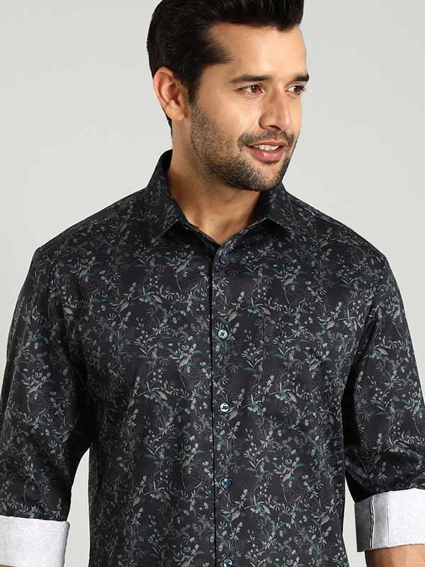 Men's Printed Full Sleeves Cotton Stretch Shirt - Image 2