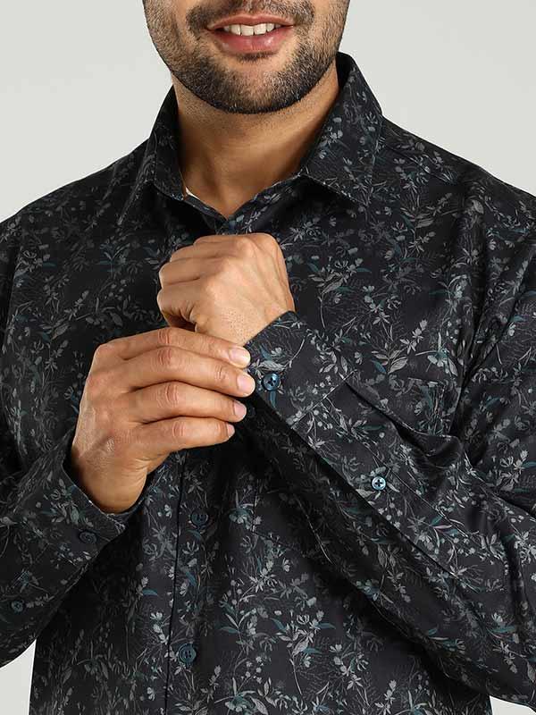 Men's Printed Full Sleeves Cotton Stretch Shirt - Image 4