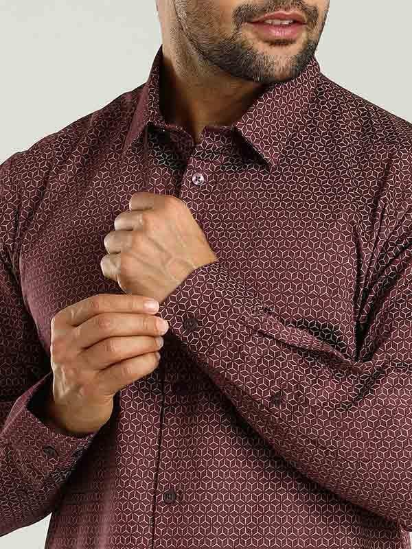 Men's Printed Full Sleeves Cotton Stretch Shirt - Image 4