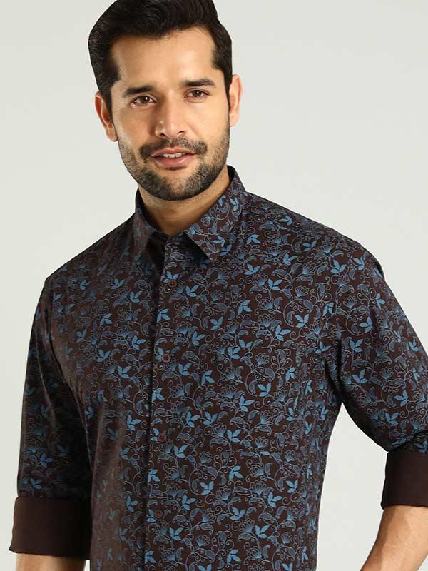 Men's Printed Full Sleeves Cotton Stretch Shirt