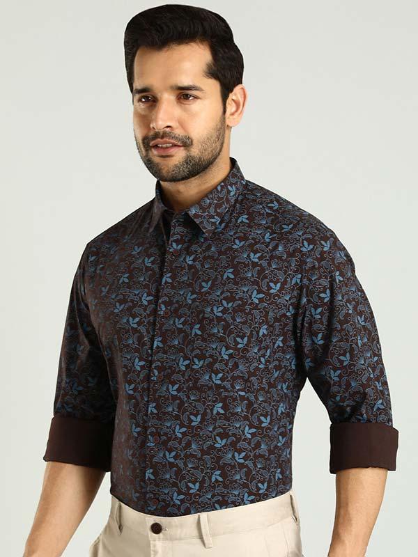 Men's Printed Full Sleeves Cotton Stretch Shirt - Image 3