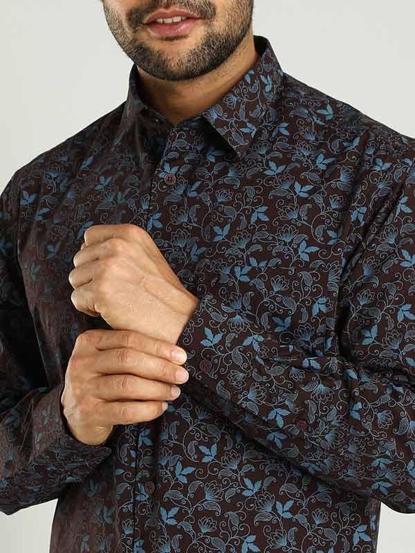 Men's Printed Full Sleeves Cotton Stretch Shirt - Image 4