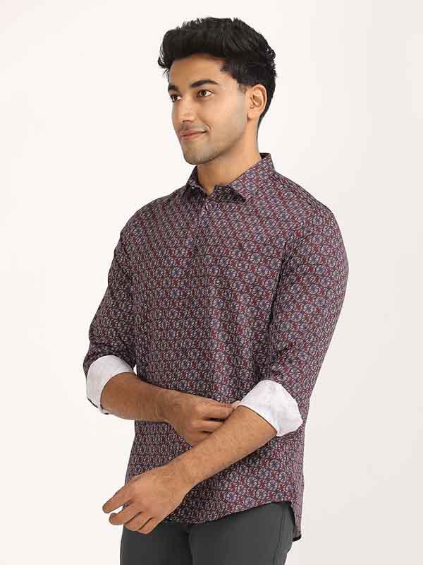 Men's Printed Full Sleeves Cotton Stretch Shirt - Image 3