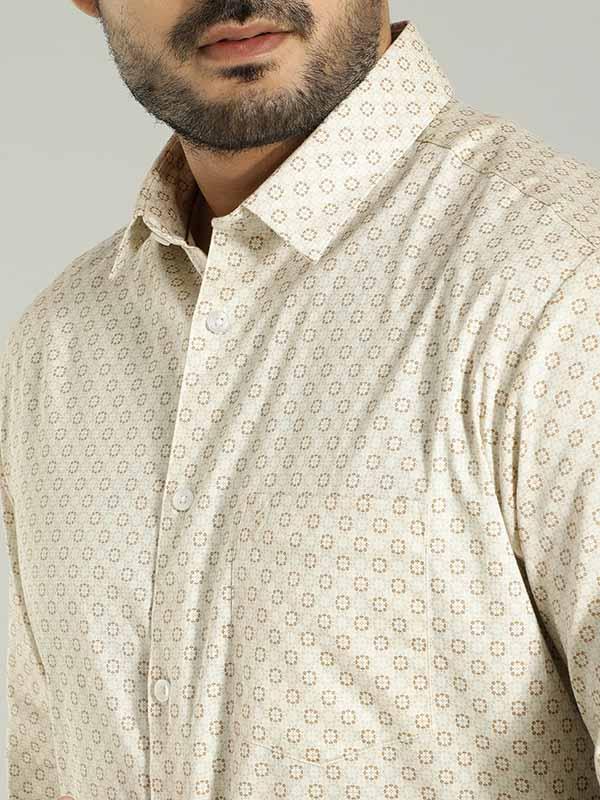 Men's Printed Full Sleeves Cotton Stretch Shirt - Image 2