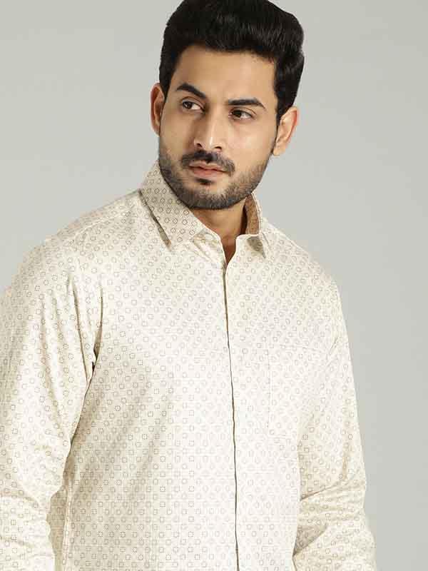 Men's Printed Full Sleeves Cotton Stretch Shirt - Image 4