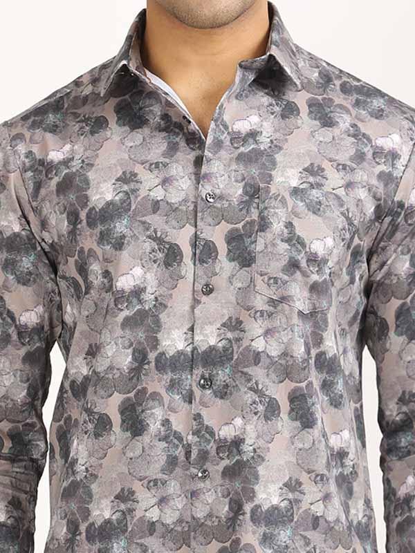 Men's Printed Full Sleeves Cotton Stretch Shirt - Image 3