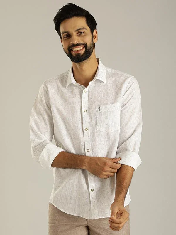 Men's Printed Full Sleeves Linen Blend Shirt