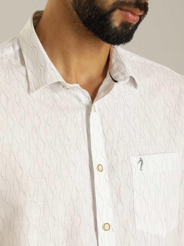Men's Printed Full Sleeves Linen Blend Shirt - Image 3