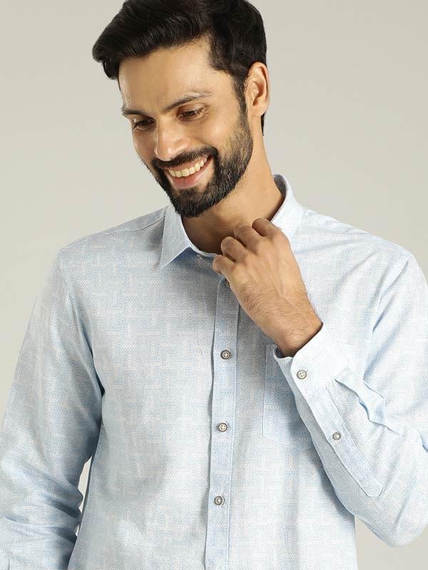 Men's Printed Full Sleeves Linen Blend Shirt - Image 2