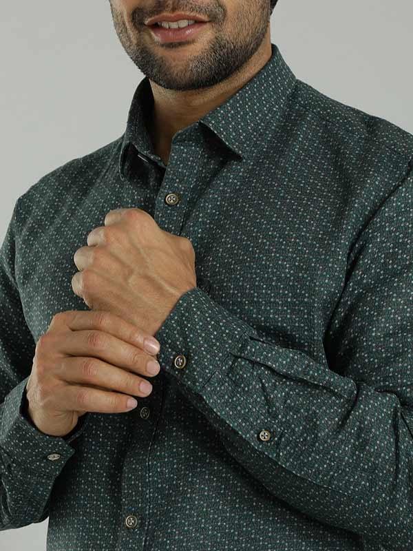 Men's Printed Full Sleeves Linen Blend Shirt - Image 4