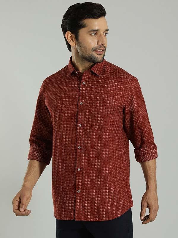 Men's Printed Full Sleeves Linen Blend Shirt - Image 7