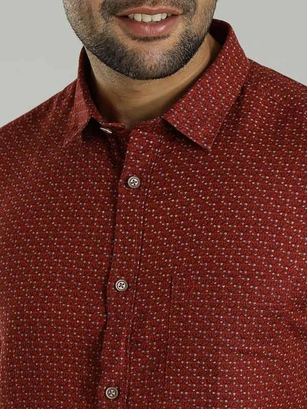 Men's Printed Full Sleeves Linen Blend Shirt - Image 8